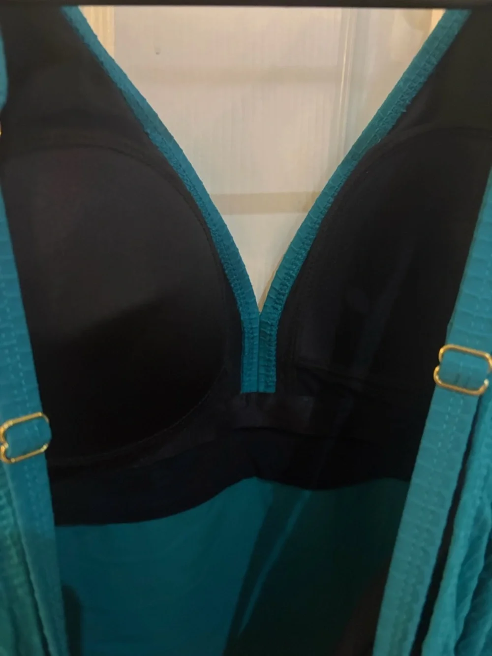Christina Swim Deep Sea Teal Textured V-Neck Tankini Top - 10D